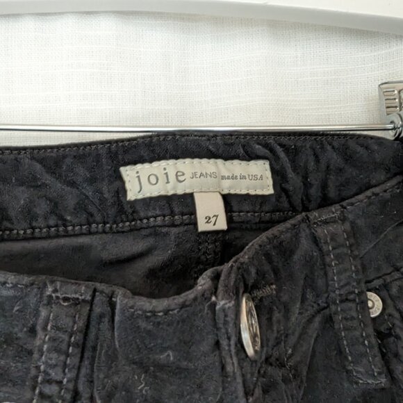 JOIE VELVET MID-RISE SKINNY STRETCH JEANS CAVIAR BLACK - Picture 7 of 8